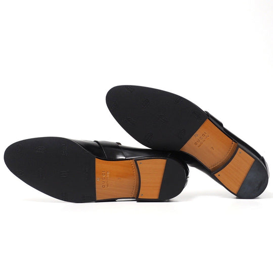GUCCI loafers 233506 leather black mens 7 Used Authentic