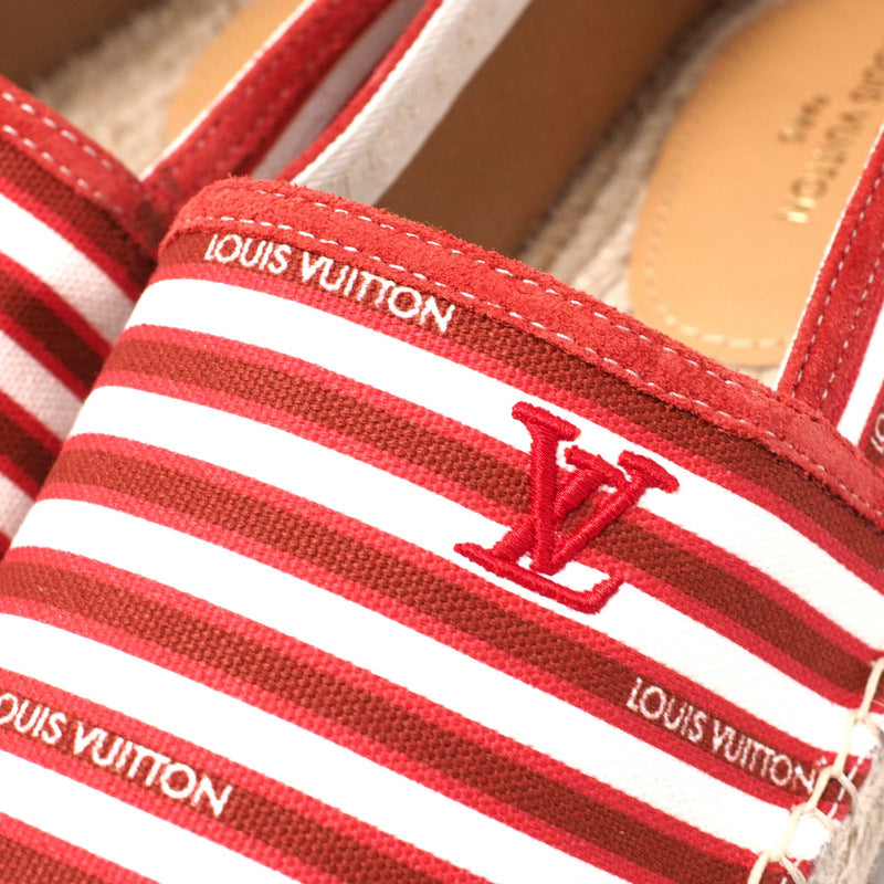 LOUIS VUITTON Slip-on canvas Red x white mens 7 Used Authentic