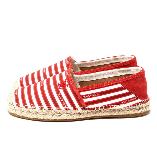 LOUIS VUITTON Slip-on canvas Red x white mens 7 Used Authentic
