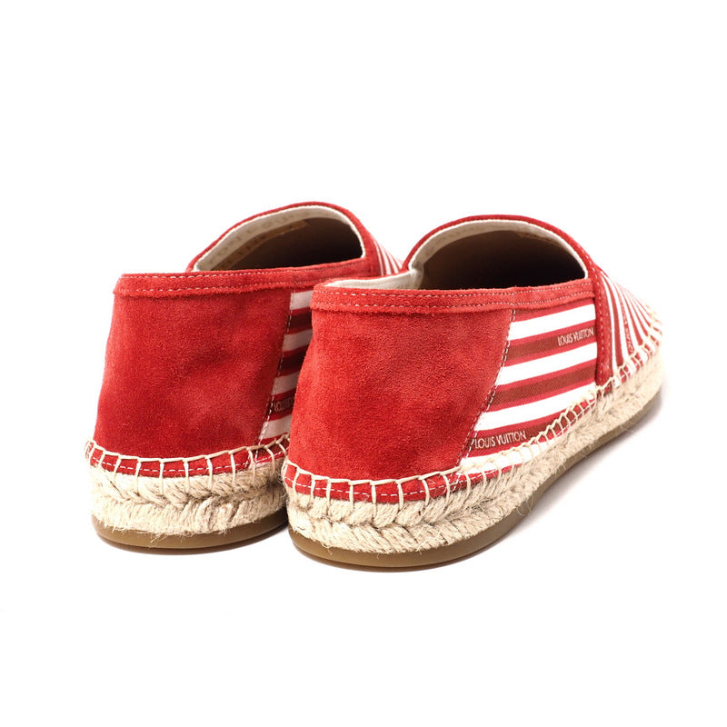 LOUIS VUITTON Slip-on canvas Red x white mens 7 Used Authentic