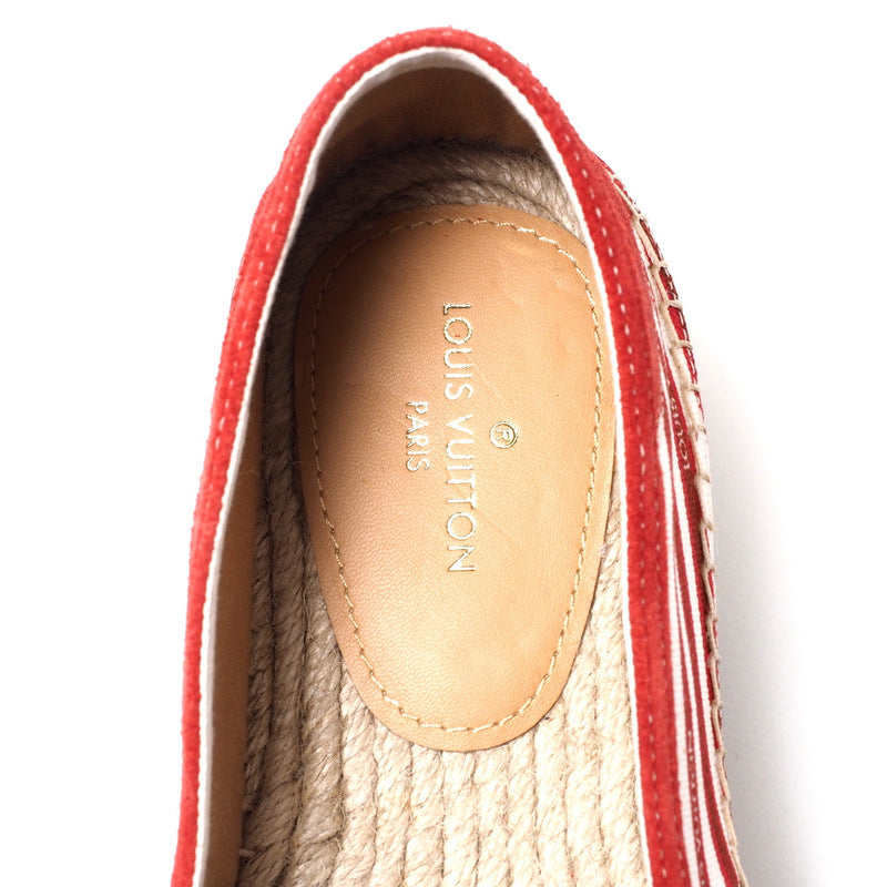 LOUIS VUITTON Slip-on canvas Red x white mens 7 Used Authentic