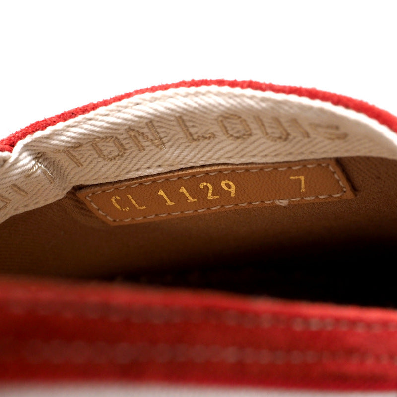 LOUIS VUITTON Slip-on canvas Red x white mens 7 Used Authentic