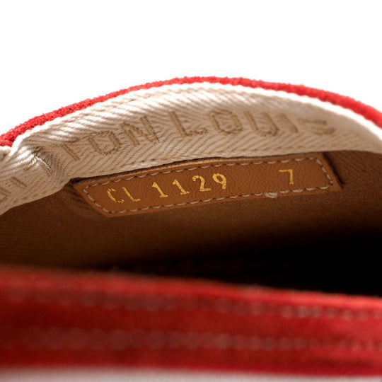 LOUIS VUITTON Slip-on canvas Red x white mens 7 Used Authentic