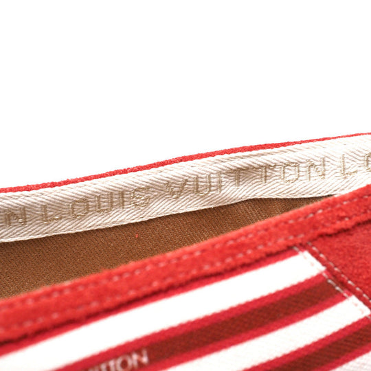LOUIS VUITTON Slip-on canvas Red x white mens 7 Used Authentic