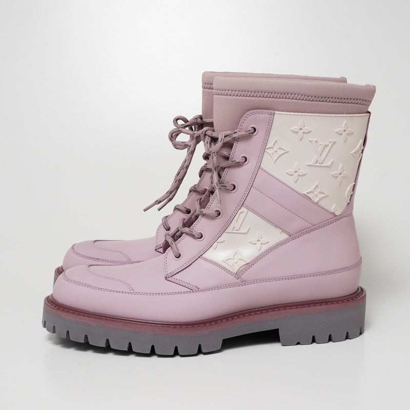 LOUIS VUITTON boots BM1119 leather Pink / White mens 7 Used Authentic