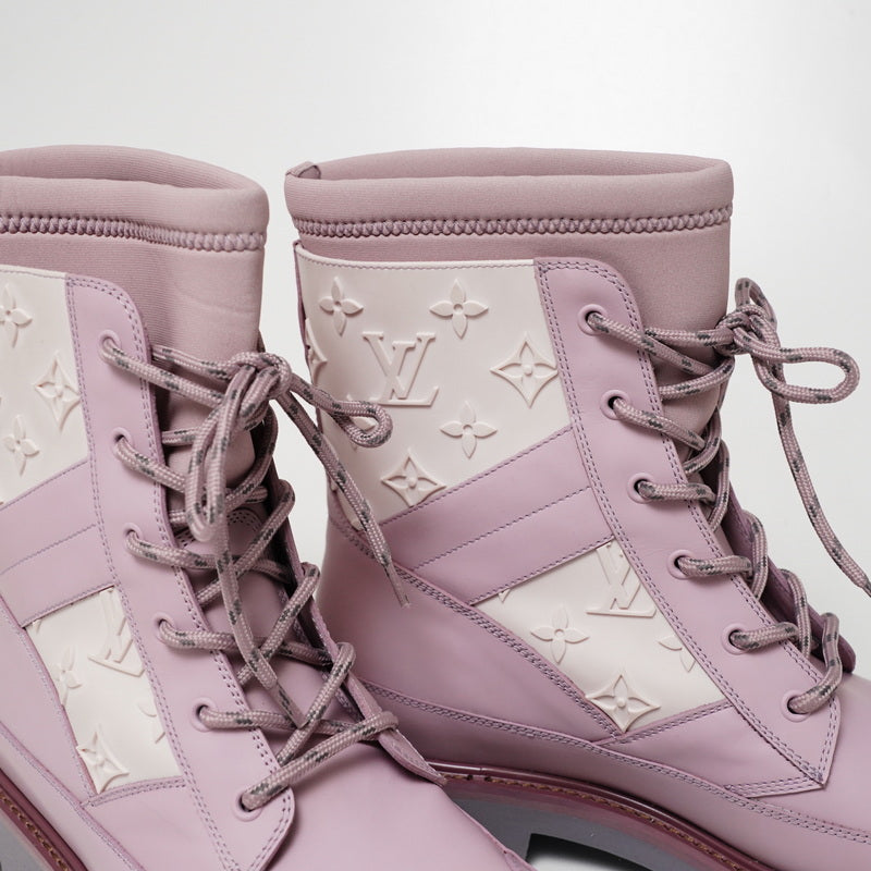 LOUIS VUITTON boots BM1119 leather Pink / White mens 7 Used Authentic