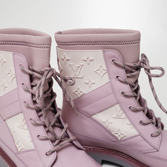 LOUIS VUITTON boots BM1119 leather Pink / White mens 7 Used Authentic