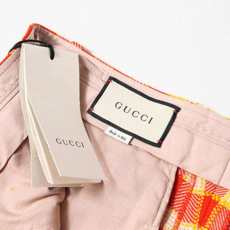 GUCCI Shorts 609574 tweed Orange x yellow Women 42 Used Authentic