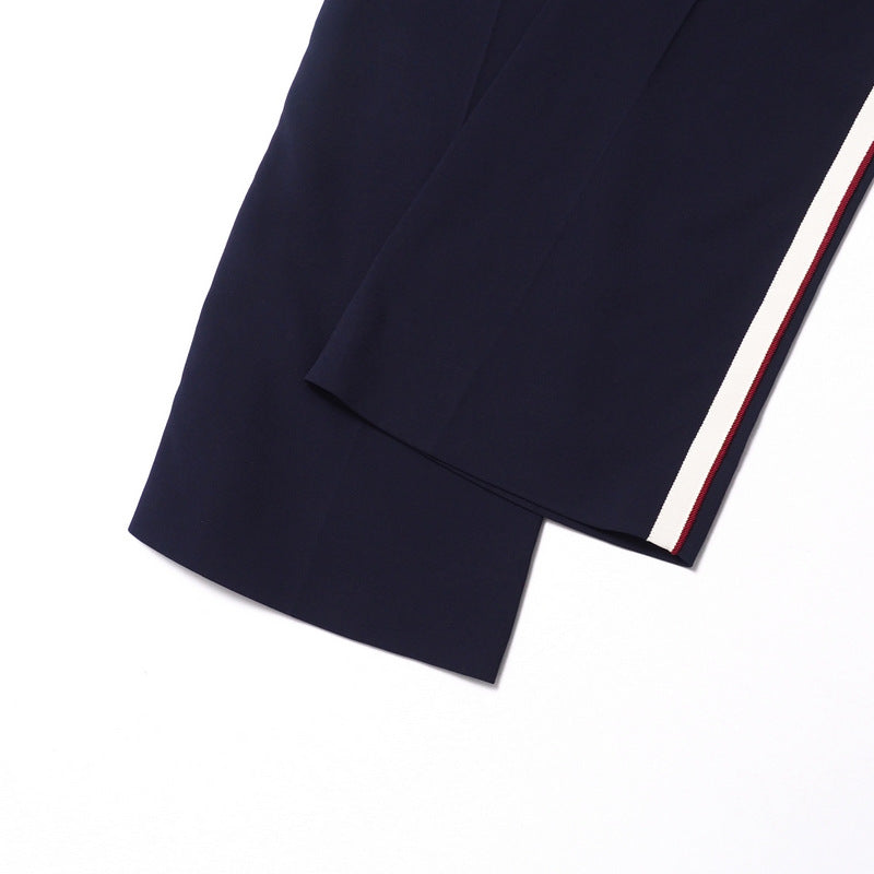 GUCCI Pants 524709 97% rayon, 3% polyurethane Navy/White x Bordeaux Women 42 Used Authentic