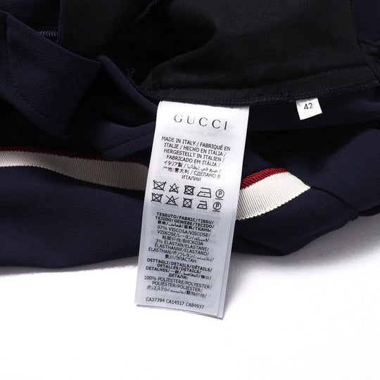 GUCCI Pants 524709 97% rayon, 3% polyurethane Navy/White x Bordeaux Women 42 Used Authentic