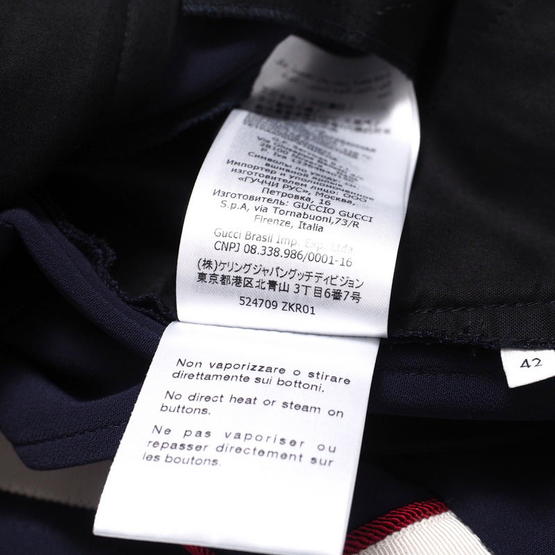 GUCCI Pants 524709 97% rayon, 3% polyurethane Navy/White x Bordeaux Women 42 Used Authentic