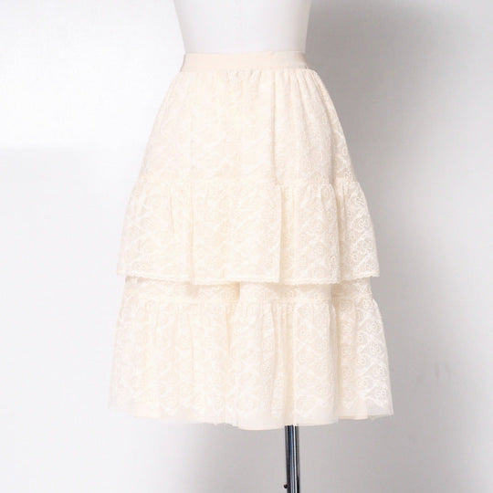 GUCCI Mini skirt 657779 race Ivory Girls 10 Used Authentic