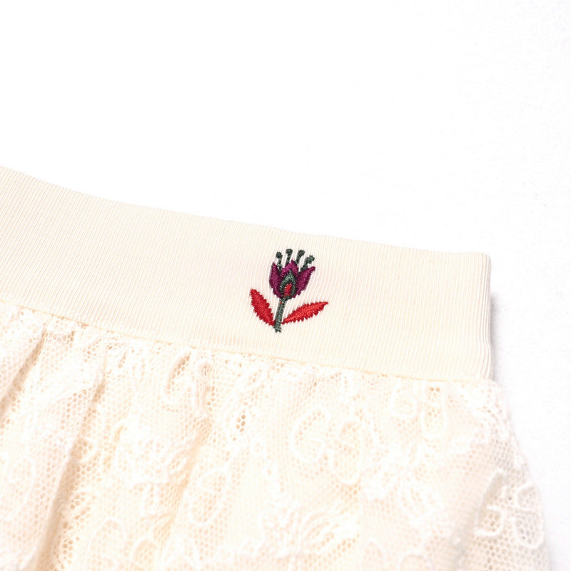 GUCCI Mini skirt 657779 race Ivory Girls 10 Used Authentic