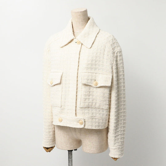 GUCCI Jacket 721995 tweed Ivory Women 40 Used Authentic