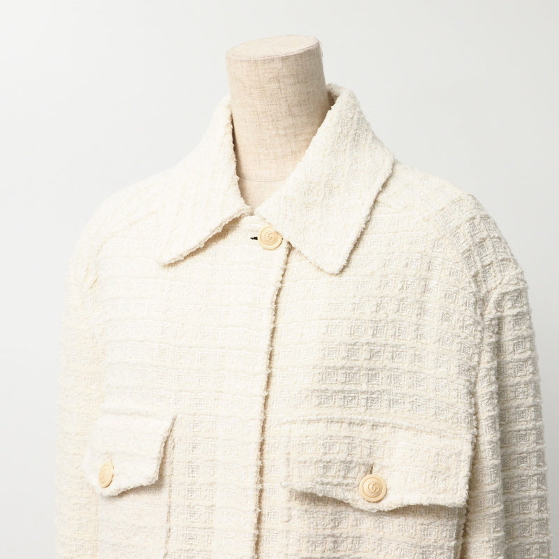 GUCCI Jacket 721995 tweed Ivory Women 40 Used Authentic