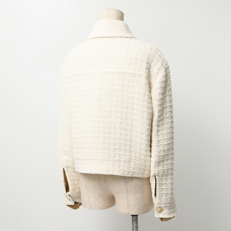 GUCCI Jacket 721995 tweed Ivory Women 40 Used Authentic