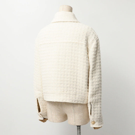 GUCCI Jacket 721995 tweed Ivory Women 40 Used Authentic