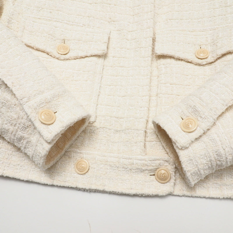 GUCCI Jacket 721995 tweed Ivory Women 40 Used Authentic