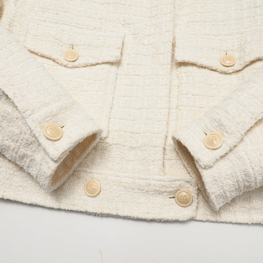 GUCCI Jacket 721995 tweed Ivory Women 40 Used Authentic