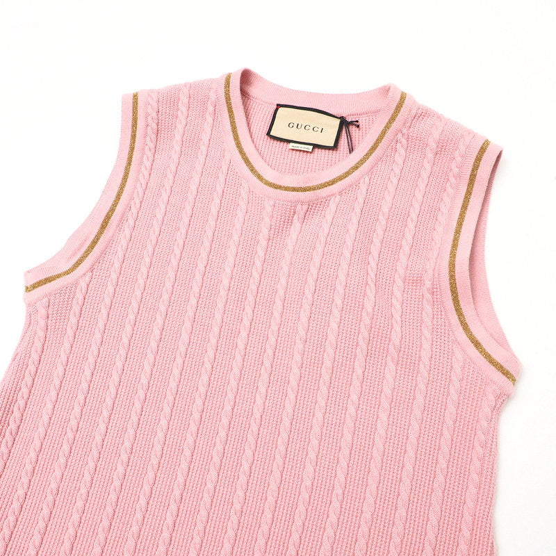 GUCCI one piece 658350 knit Pink / Gold Women S Used Authentic