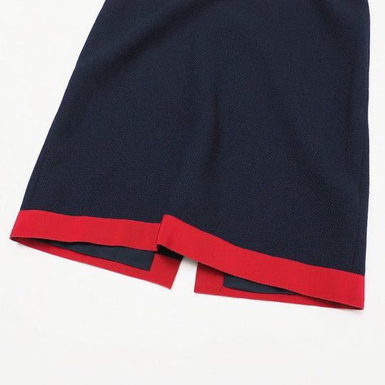 GUCCI one piece 550784 86% wool, 14% nylon Navy x red Women 42 Used Authentic