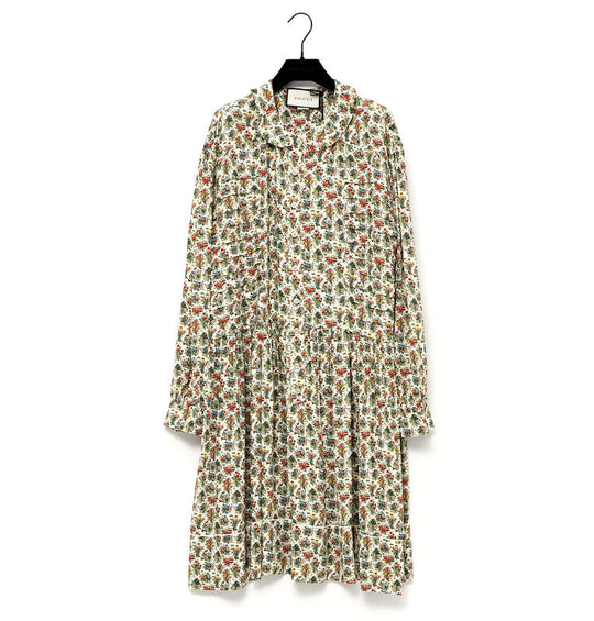 GUCCI one piece 633291 Rayon Beige/Green/Red/Yellow Women 42�i170/92Y�j Used Authentic