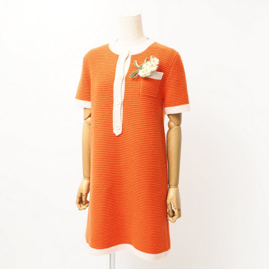 GUCCI one piece 635069 knit Orange / beige Women M Used Authentic