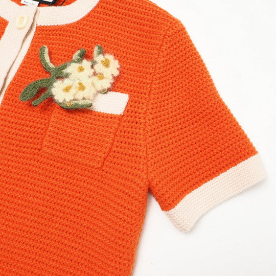 GUCCI one piece 635069 knit Orange / beige Women M Used Authentic