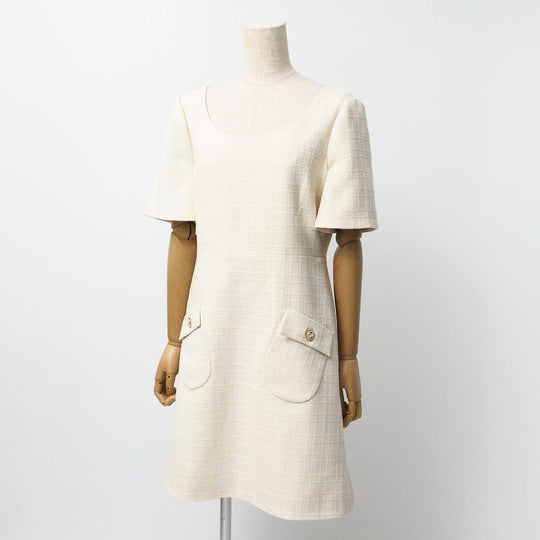 GUCCI one piece 631480 tweed Ivory Women 42 Used Authentic