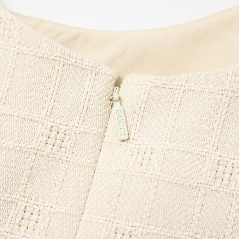 GUCCI one piece 631480 tweed Ivory Women 42 Used Authentic
