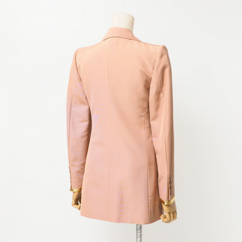 GUCCI tailored jacket 621256 55% cotton, 45% rayon Pink/Black/Gold Women 38�i160/84Y�j Used Authentic
