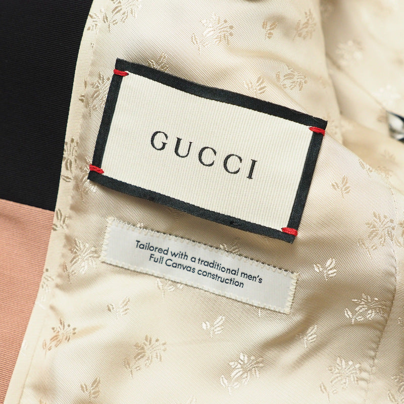 GUCCI tailored jacket 621256 55% cotton, 45% rayon Pink/Black/Gold Women 38�i160/84Y�j Used Authentic