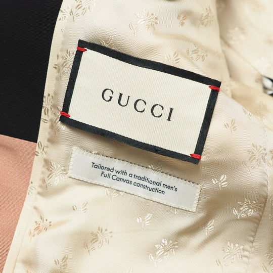 GUCCI tailored jacket 621256 55% cotton, 45% rayon Pink/Black/Gold Women 38�i160/84Y�j Used Authentic