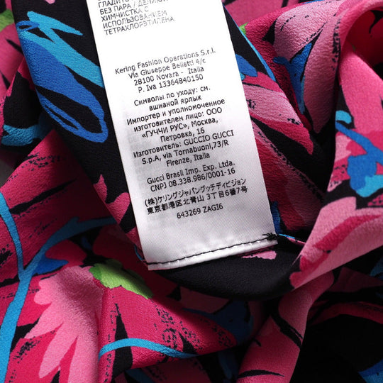 GUCCI blouse silk Pink/Black/Blue Women 40�i165/88Y�j Used Authentic