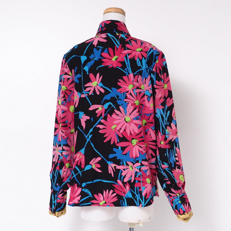GUCCI blouse silk Pink/Black/Blue Women 40�i165/88Y�j Used Authentic