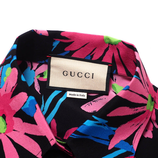 GUCCI blouse silk Pink/Black/Blue Women 40�i165/88Y�j Used Authentic