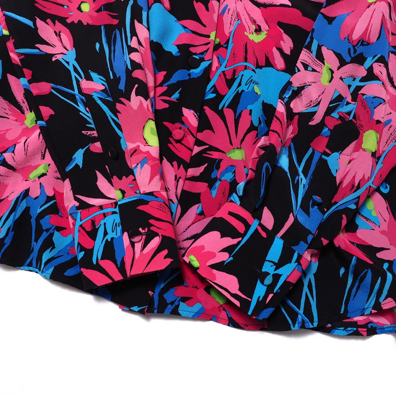 GUCCI blouse silk Pink/Black/Blue Women 40�i165/88Y�j Used Authentic