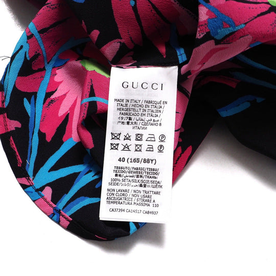 GUCCI blouse silk Pink/Black/Blue Women 40�i165/88Y�j Used Authentic