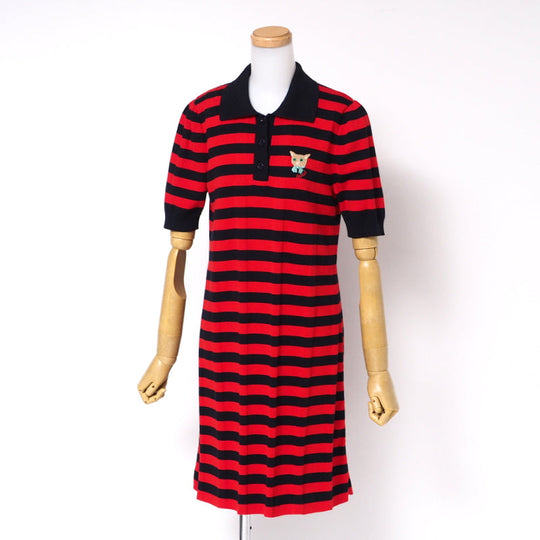 GUCCI one piece 657895 cotton Navy / Red Women M Used Authentic