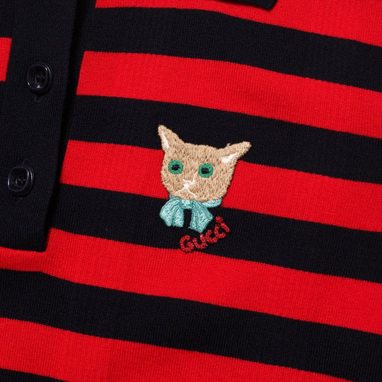 GUCCI one piece 657895 cotton Navy / Red Women M Used Authentic