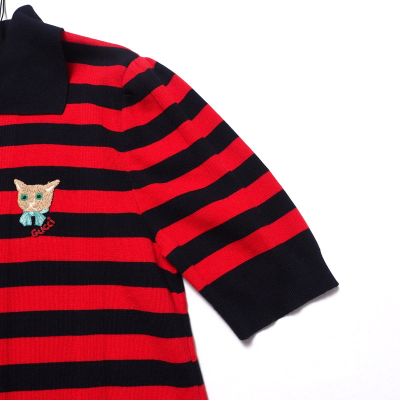 GUCCI one piece 657895 cotton Navy / Red Women M Used Authentic