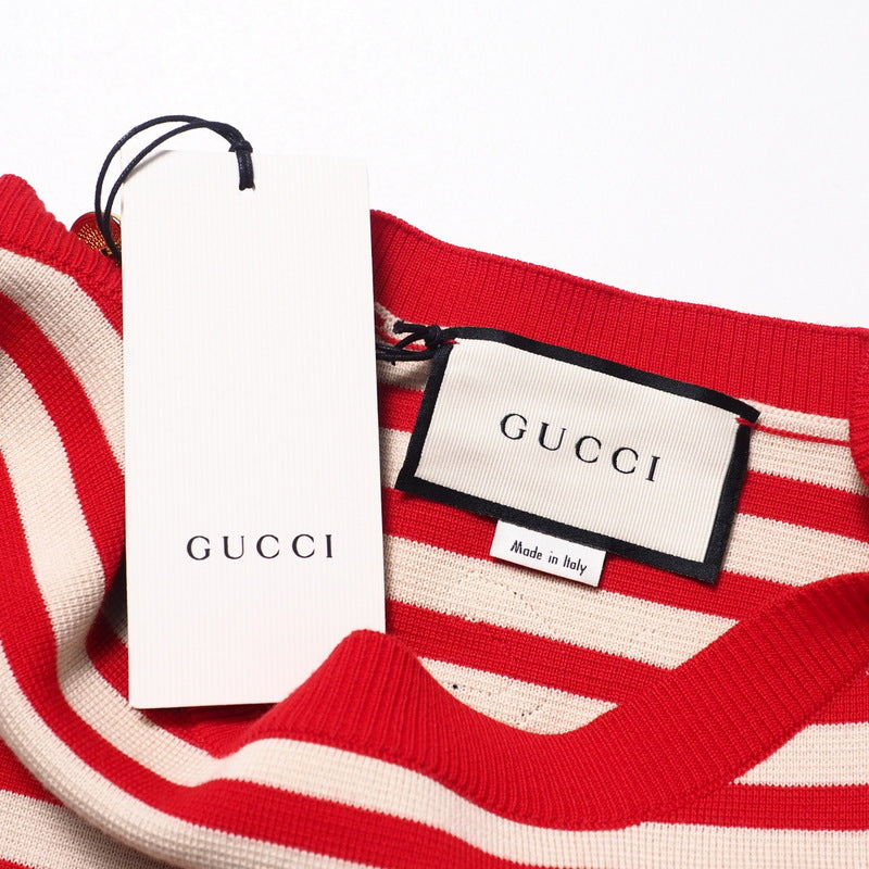 GUCCI sweater 572594 knit Beige / red Women M Used Authentic