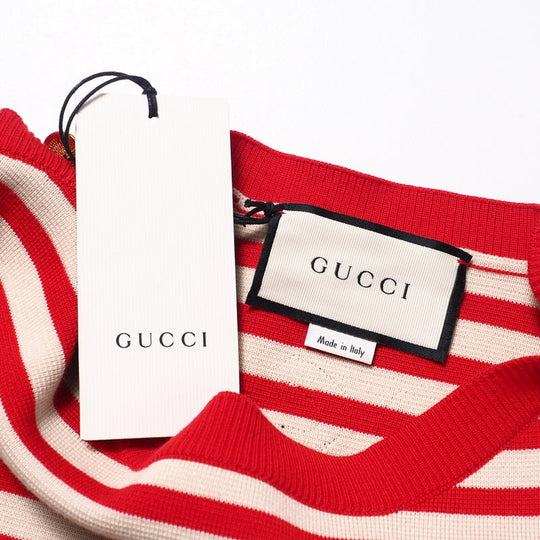 GUCCI sweater 572594 knit Beige / red Women M Used Authentic