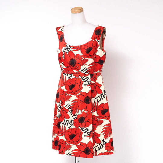 GUCCI one piece 631466 silk Red Women 40 Used Authentic