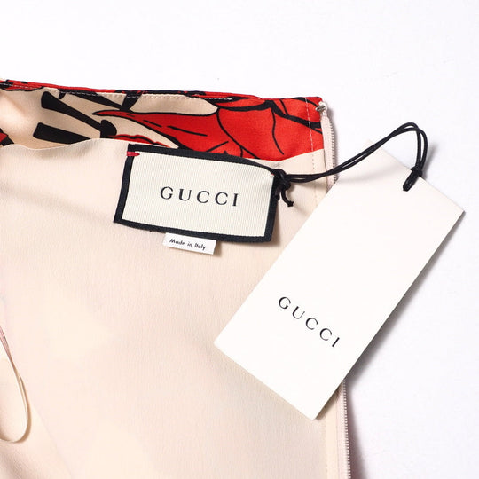GUCCI one piece 631466 silk Red Women 40 Used Authentic