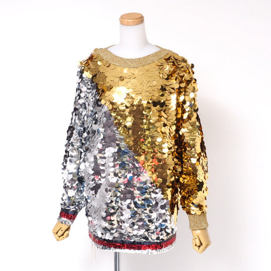 GUCCI sweater 514521 knit Silver / Gold Women S Used Authentic