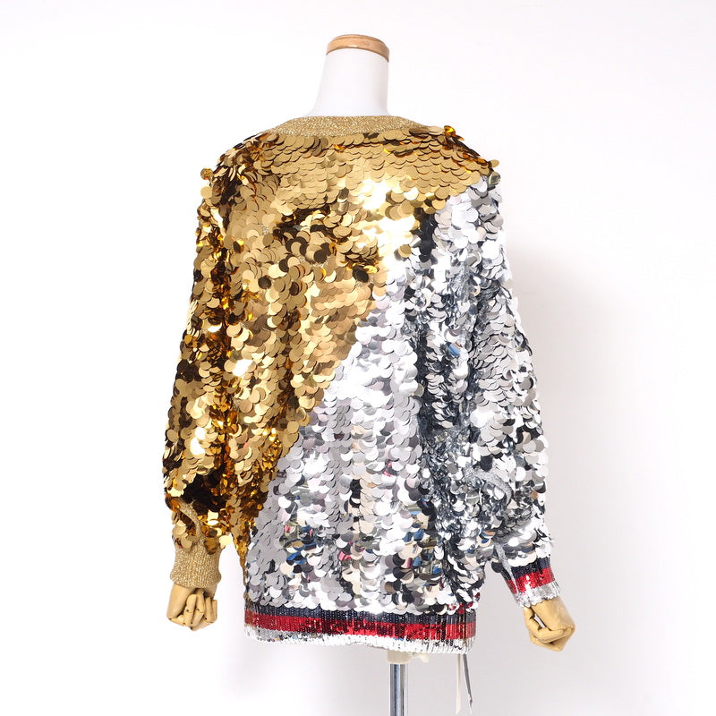 GUCCI sweater 514521 knit Silver / Gold Women S Used Authentic