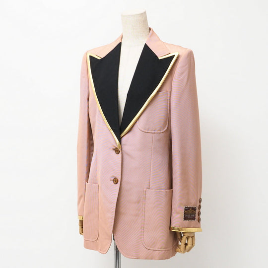 GUCCI tailored jacket 621256 cotton Pink/Black/Gold 42