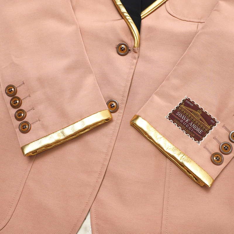 GUCCI tailored jacket 621256 cotton Pink/Black/Gold 42