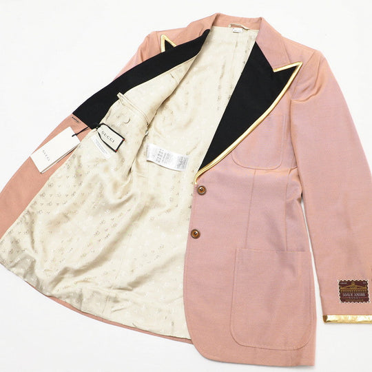 GUCCI tailored jacket 621256 cotton Pink/Black/Gold 42
